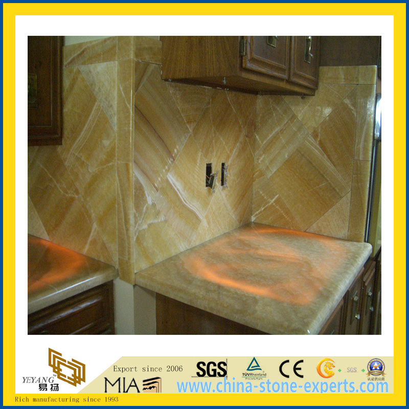 Polished Honey Onyx Marble Countertop for Kitchen/Bathroom (YQC)