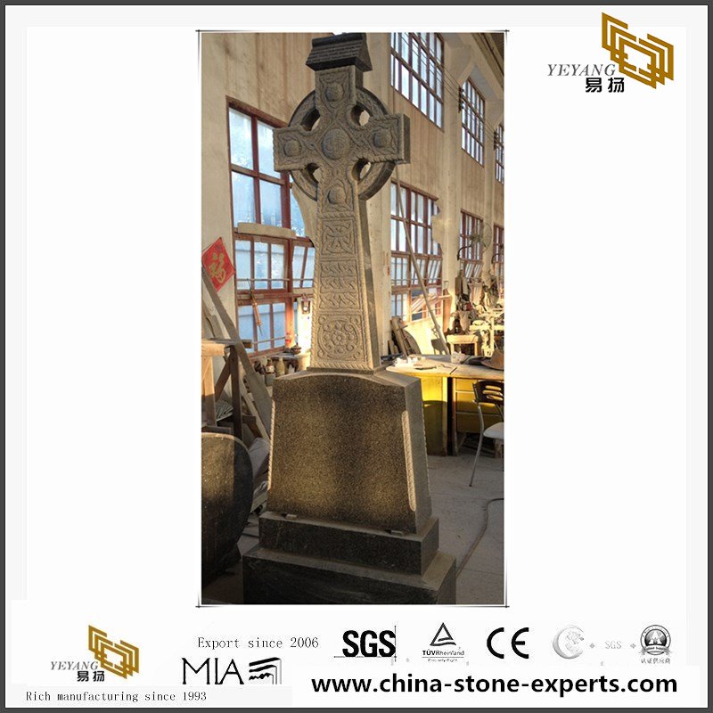 Black Carved Cross Monuments for Cemetery top Quality