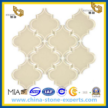 Cream Glass Mosaic Colorless Lantern Shaped Tiles For Wall