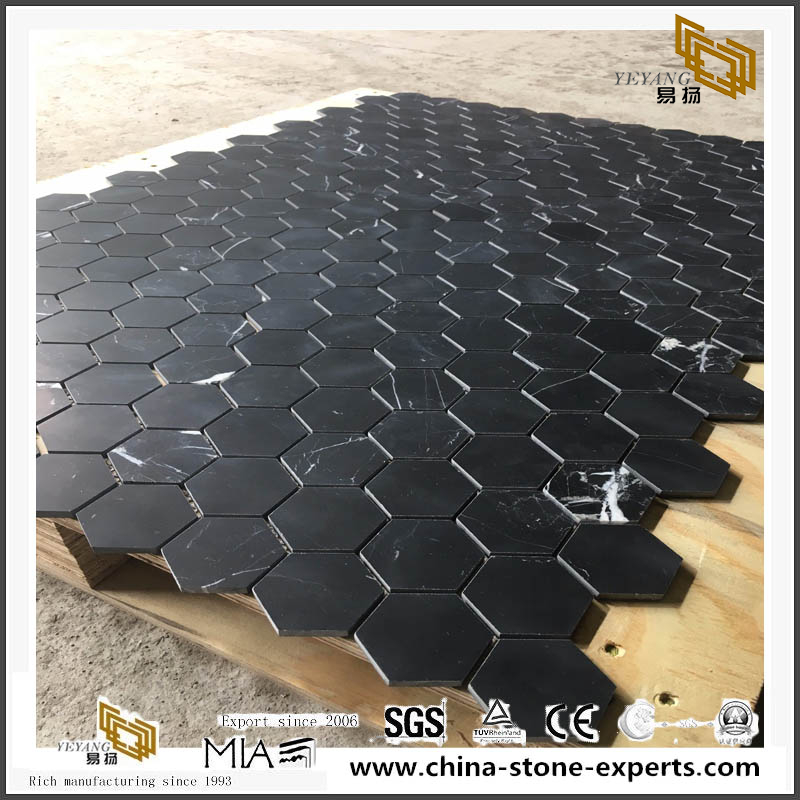 Stylish Nero Marquina Marble Honeycomb Panel Mosaic Cost-Effective