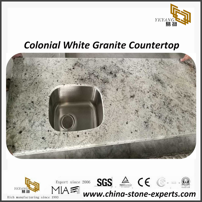 Brilliant Colonial White granite tops for commercial & residential project