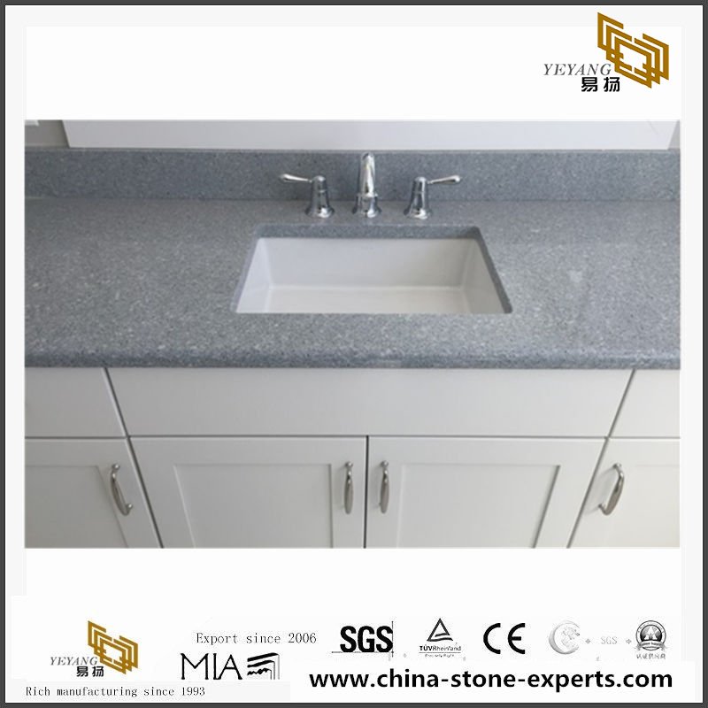 Sparkle Gray Quartz slabs Used for Floorings/Countertops in Hotels