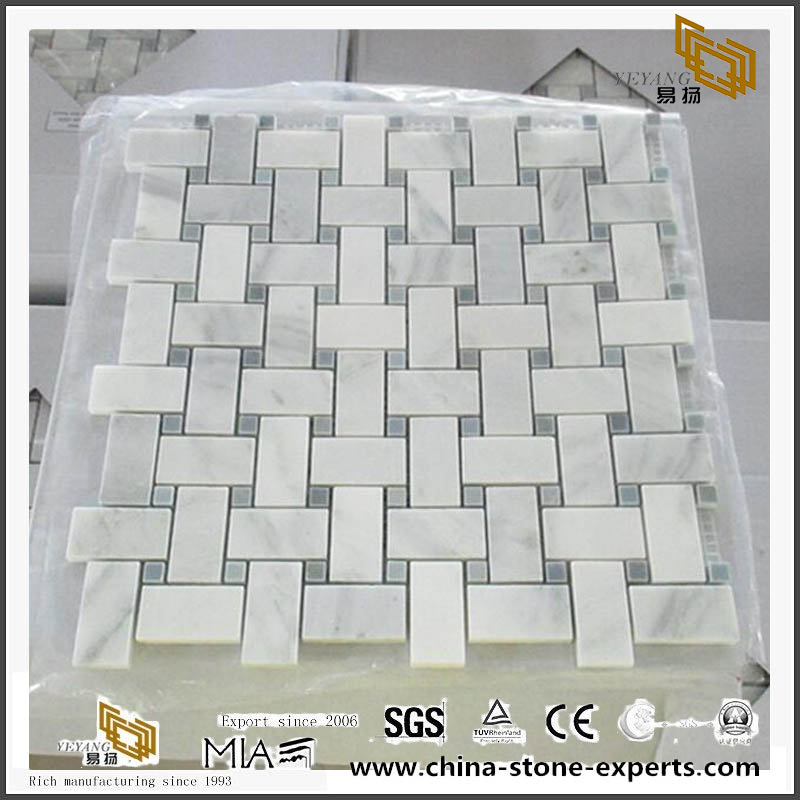 White Tiles Marble Mosaic Herringbone Mosaic Carrara For Project