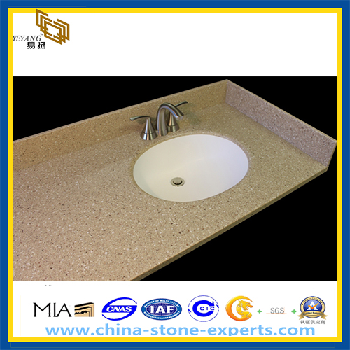 Yellow Gold Artificial Stone Quartz Vanity top (YQZ-QC1005)