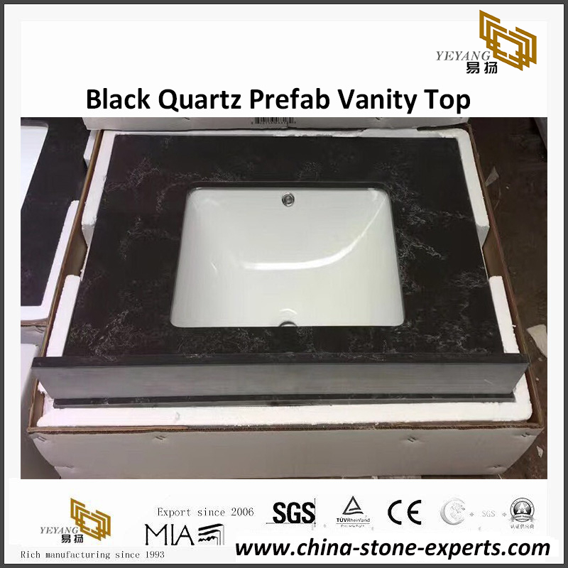 Yeyang's Black Quartz Bathroom Vanity Top for hotel project