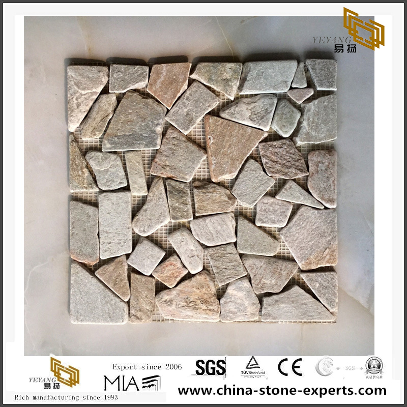 Indoor And Outdoor Rusty Slate Stone Mosaic Middle-Sized Tiles Hot Sale