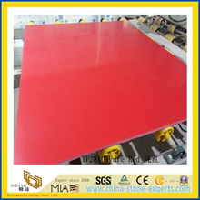 Polished Pure Red Artificial Quartz Slabs for Kitchen Countertops (YQC)
