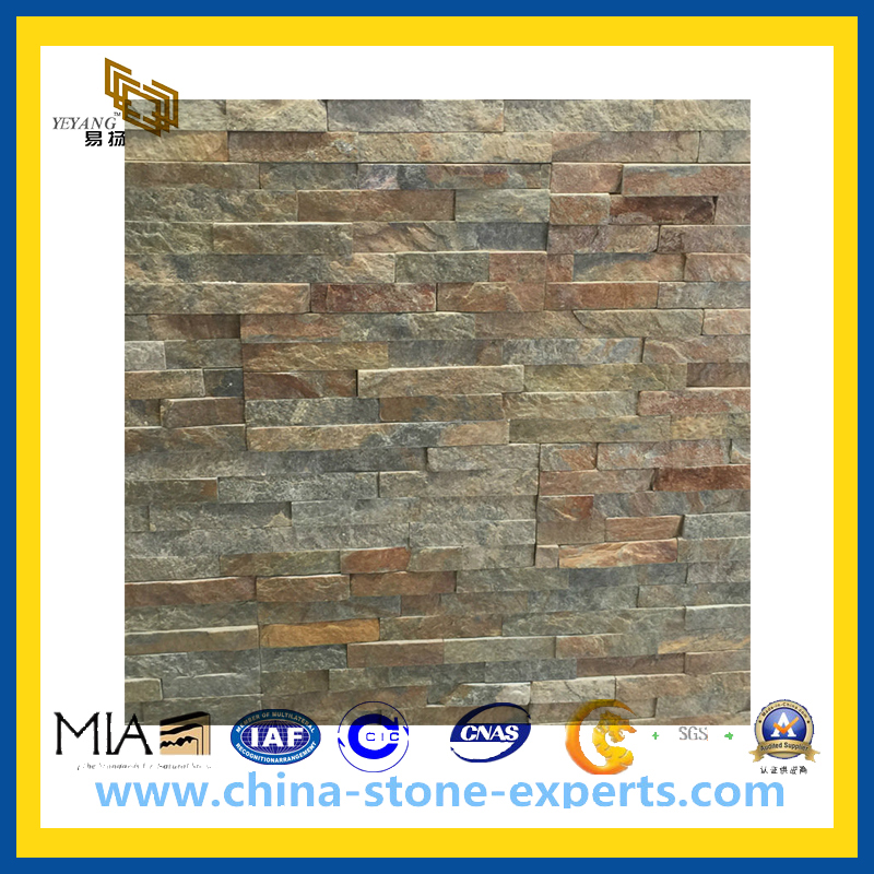 Brown Matt Rectangle Granite Stone Mosaic for Outdoor Wall (YQZ-M1011)