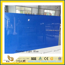 Polished Crystal Light Blue Artificial Quartz Slabs for Countertops (YQC)
