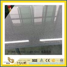 Polished Crstal Light Grey Artificial Quartz Slabs for Countertops (YQC)