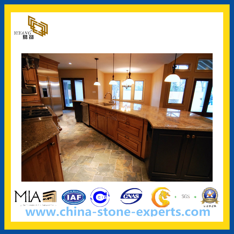 Polished Bullnose Wooden Yellow Marble Countertop Yqg Mc1006
