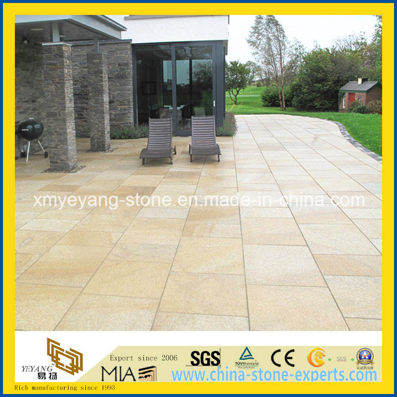 G682 Yellow Granite Flamed Tile / Paving Tile for Garden Patio