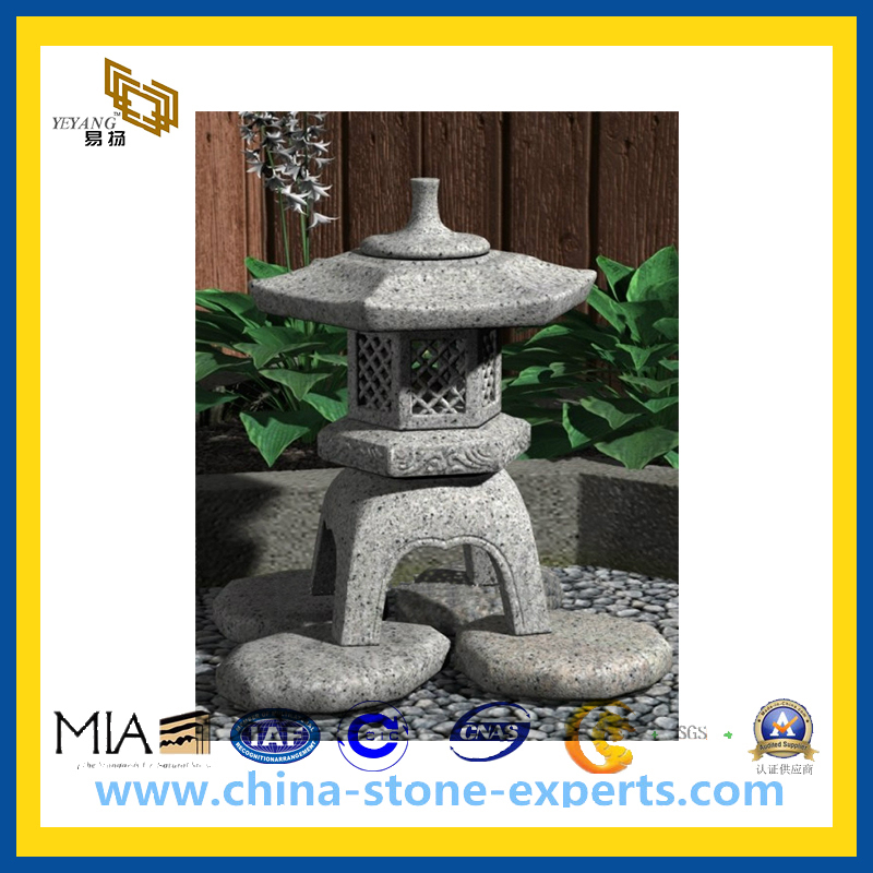 Natural Grey Granite Stone Lantern for Outside Garden(YQG-CS1034)