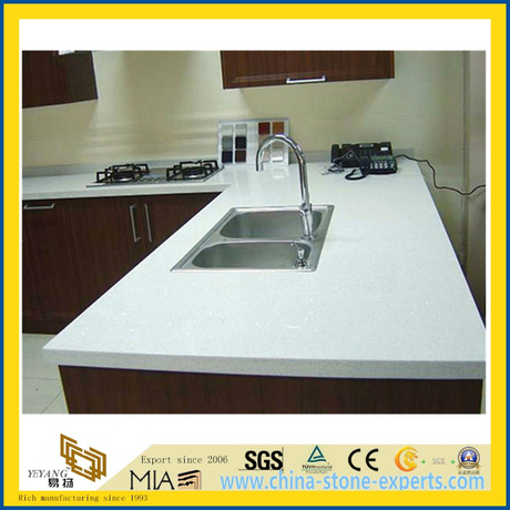 Crystal White Artifical Stone Quartz Countertop For Kitchen Bathroom