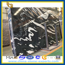 New Chinese Style Black and White Flow Line Marble Slab (YQZ-MS)