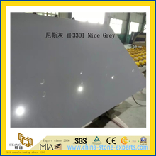 Polished Nice Grey Artificial Quartz Slabs for Kitchen Countertops (YQC)