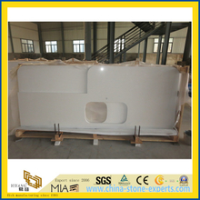 Prefabricated Pure White Quartz Kitchen Stone Countertop for Decoration