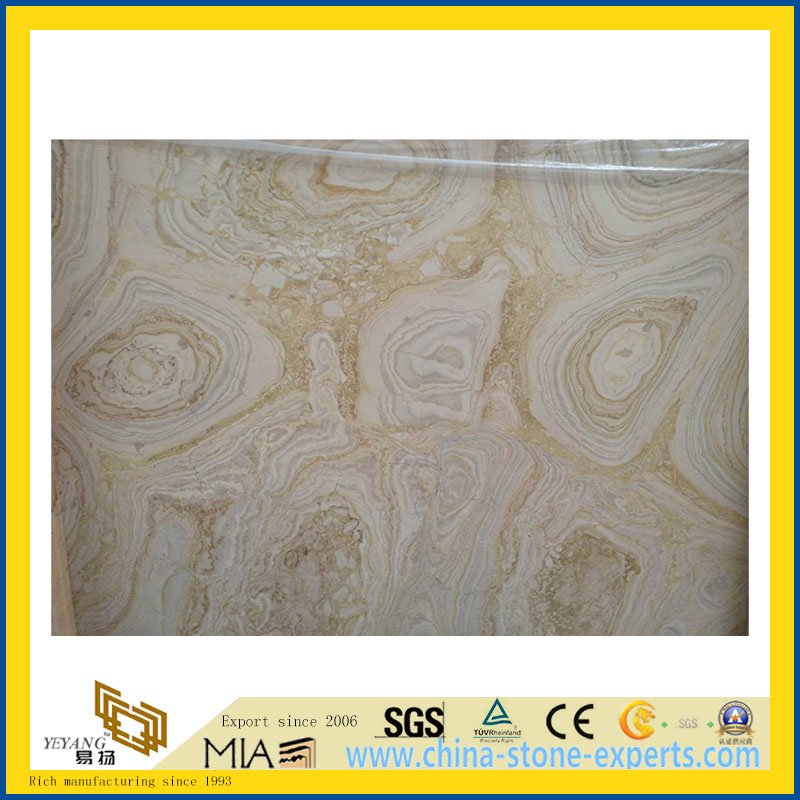 Natural Polished Italy Teak Wood Marble Tile for Wall/Flooring (YQC)
