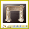 Sculpture Carving Beige Marble Fireplace (YQC)
