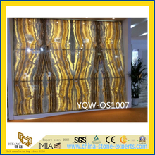Polished Yellow Onyx Stone Slabs for Wall with Cheap Price\ (YQW-OS1007)