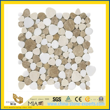 White Marble + Crema Marfil + Light Emperador Marble Mixed Color Heart Shape Marble Mosaic Tiles (YQA-MM1001)