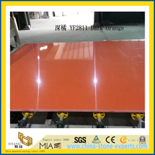 Polished Dark Orange Artificial Quartz Slabs for Kitchen Countertops (YQC)