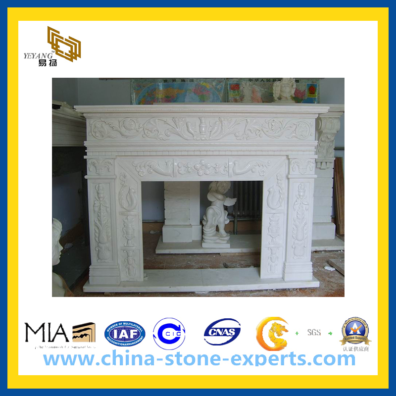 White Marble Stone Fireplace for Indoor(YQG-CS1043)