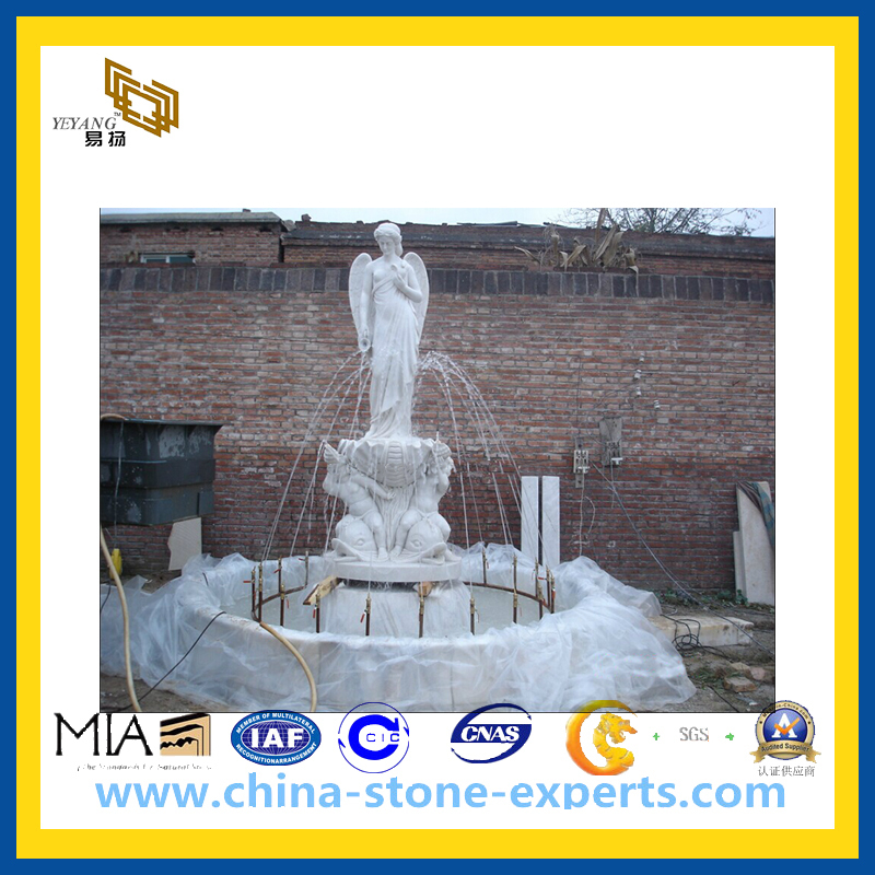 Marble Stone Fountains with Statue for Garden(YQG-CS1032)