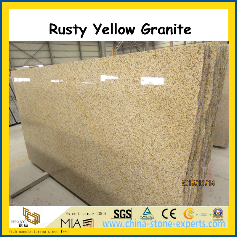 Shandong Rusty Yellow Granite Polished Slabs for Floor / Wall