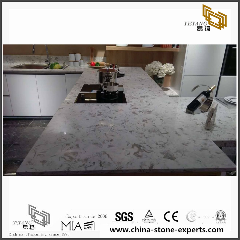 Beautiful New Luxury Quartz Kitchen Countertops with eco design(YQW-QC071602)