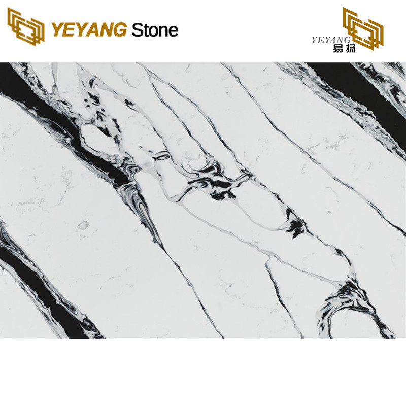 Violent Black Veins Engineered White Quartz Stone For Countertops A5083