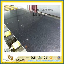 Polished Crystal Dark Grey Artificial Quartz Slabs for Countertops (YQC)