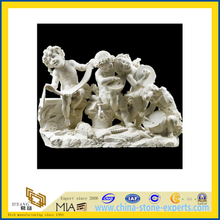 White Marble Stone Angel Carved Statue Sculpture with Boy(YQG-LS1009)