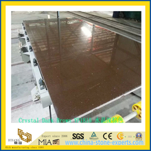 Polished Crstal Dark Brown Artificial Quartz Slabs for Countertops (YQC)