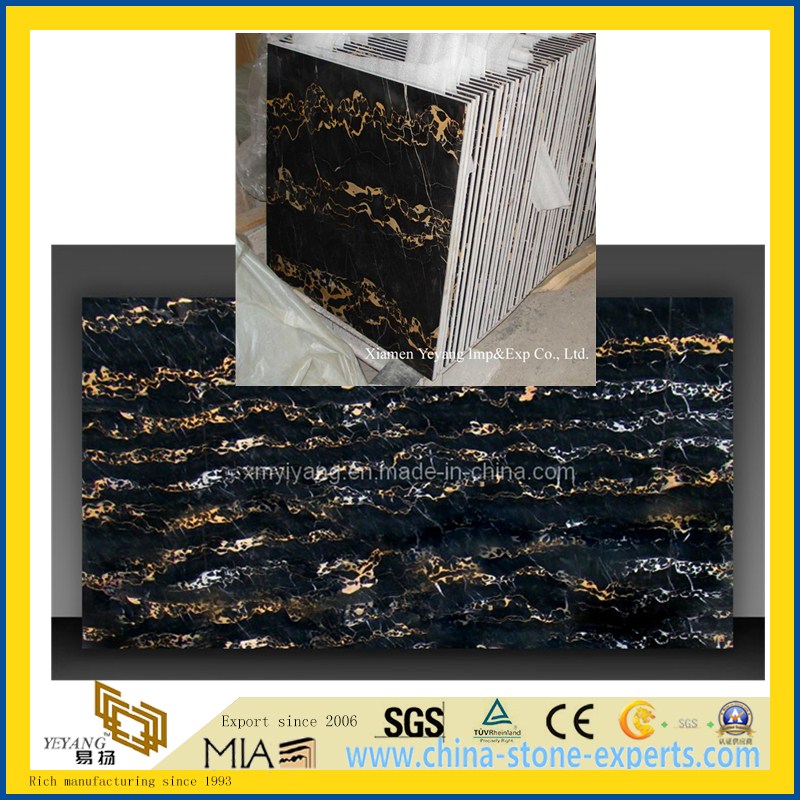 Black &amp; Gold &amp; Brown Portoro Marble Slabs &amp; Tiles for Countertop/Wall/Floor/Window Sill/Stairs