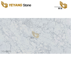 Calacatta white quartz slab with distributed grey veins A5075