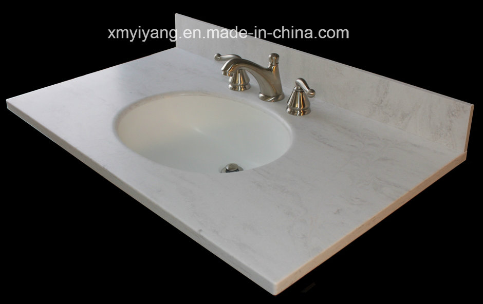 Solid Surface Marble White Bathroom Vanity Top