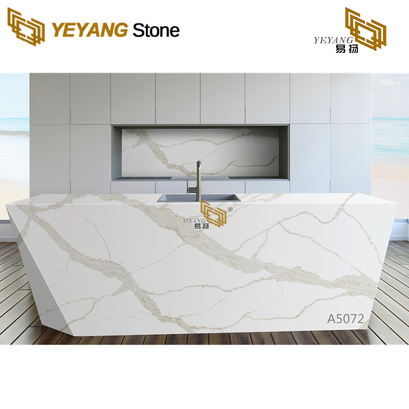 Quartz That Looks Like Calacatta Gold Marble for Kitchen Countertop A5072