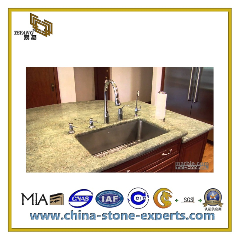 Top Sell Polished Resin Yellow Marble Countertop for Kitchen or Bathroom (YQC-MC1007)
