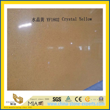 Polished Crystal Yellow Artificial Quartz Slabs for Kitchen Countertops (YQC)