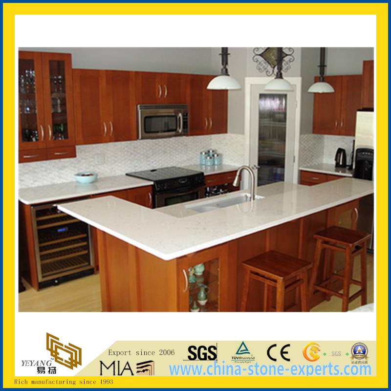 Pure White Artificial Quartz Stone Countertop For Kitchen And Bathroom