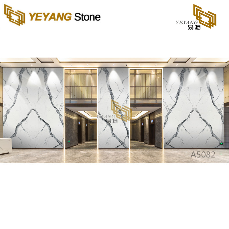 Marble Look Composite Quartz for Waterfall Kitchen Island And Backsplash Wall A5082