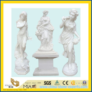 Hand Carved Garden Sculpture White Marble Stone Figure Statue Carving(YQG-LS1034)