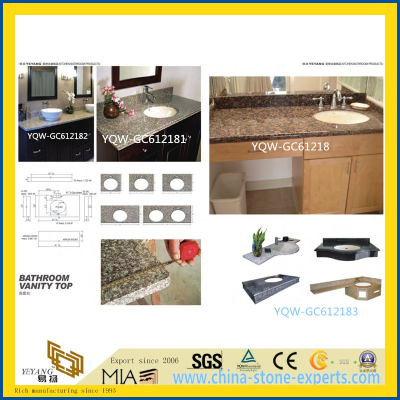 DIY Prefab Cheap Stone Granite/Marble Countertop for Kitchen/Bathroom with White/Black/Grey/Yellow