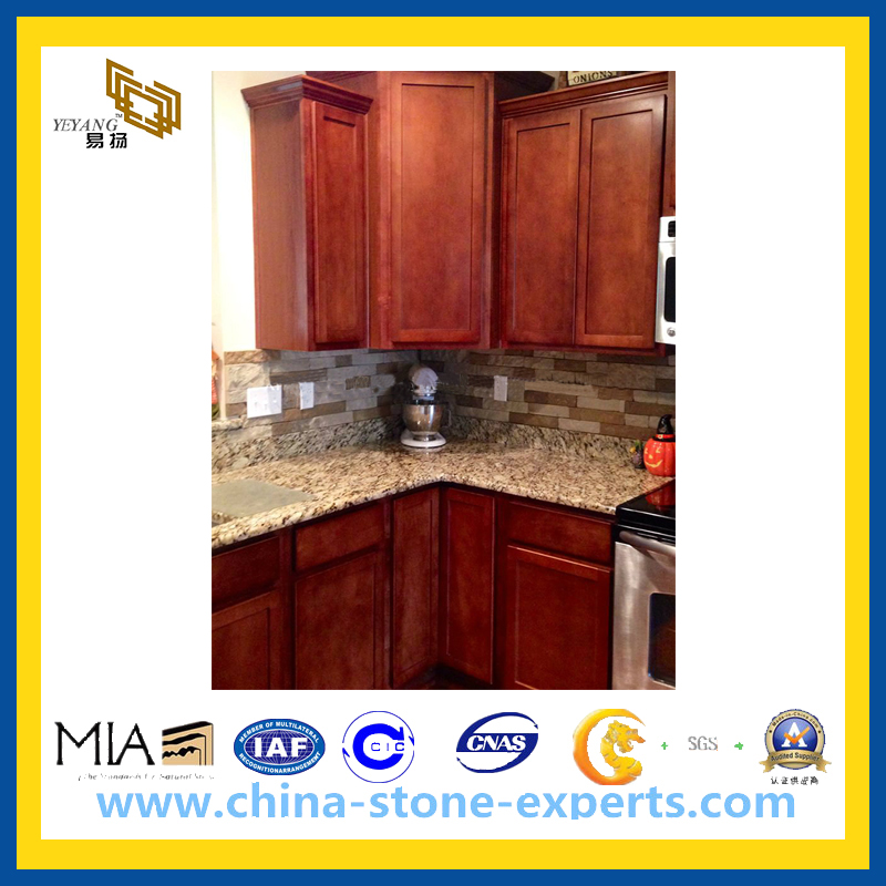 Polished Bullnose Wooden Yellow Marble Countertop (YQG-MC1006)