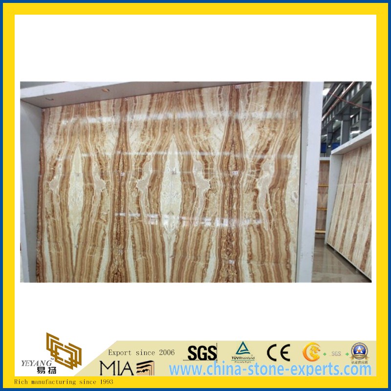 New Quarry BookmatchYellow Onyx Slab for Walling, Flooring (YQW-OS1002)