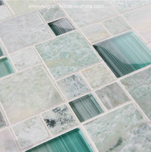 Green Granite and Glass Stone Mosaic Tile for Background Wall