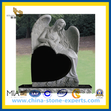 Shanxi Black and Grey Granite Reclining Angel Heart Headstone / Tombstone (YQZ-MN)