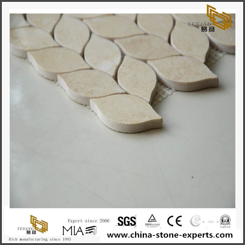 Leaf Shaped Mosaic For Backsplash Tile Stone Beige Marble Mosaic