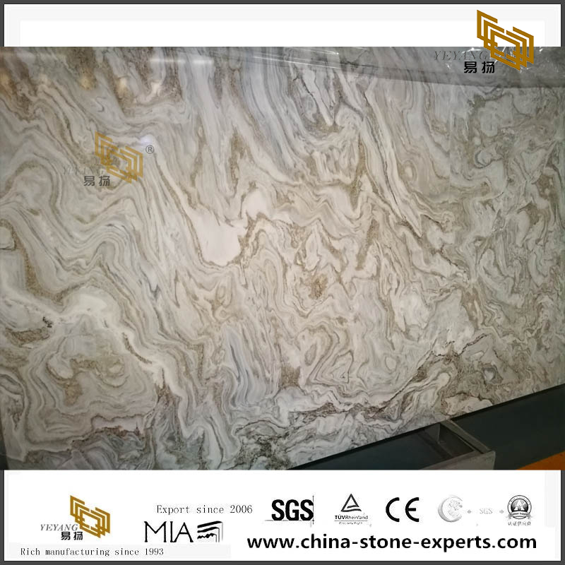 Andean Snow Marble Slab Yellow And White Decoration Tile Marble For Hall